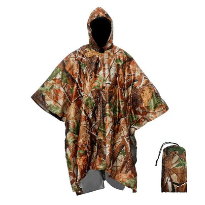3-in-1 Waterproof Military Outdoor Rain Poncho old-leaf-camouflage by HitMyNeed