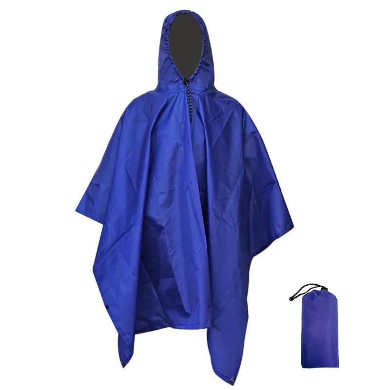 3-in-1 Waterproof Military Outdoor Rain Poncho old-royal-blue by HitMyNeed