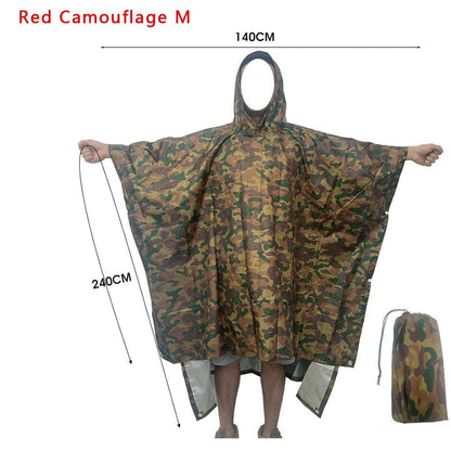 3-in-1 Waterproof Military Outdoor Rain Poncho red-camouflage-m by HitMyNeed