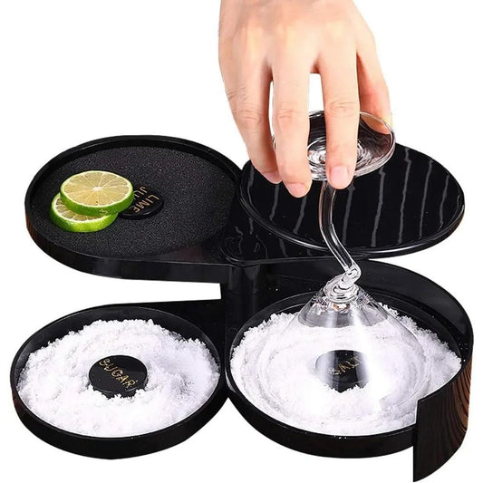 3-Layer Cocktail Rimmer & Seasoning Box, Black ABS by HitMyNeed