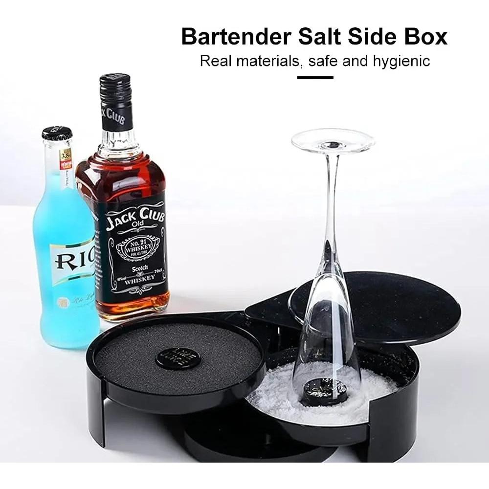 3-Layer Cocktail Rimmer & Seasoning Box, Black ABS by HitMyNeed