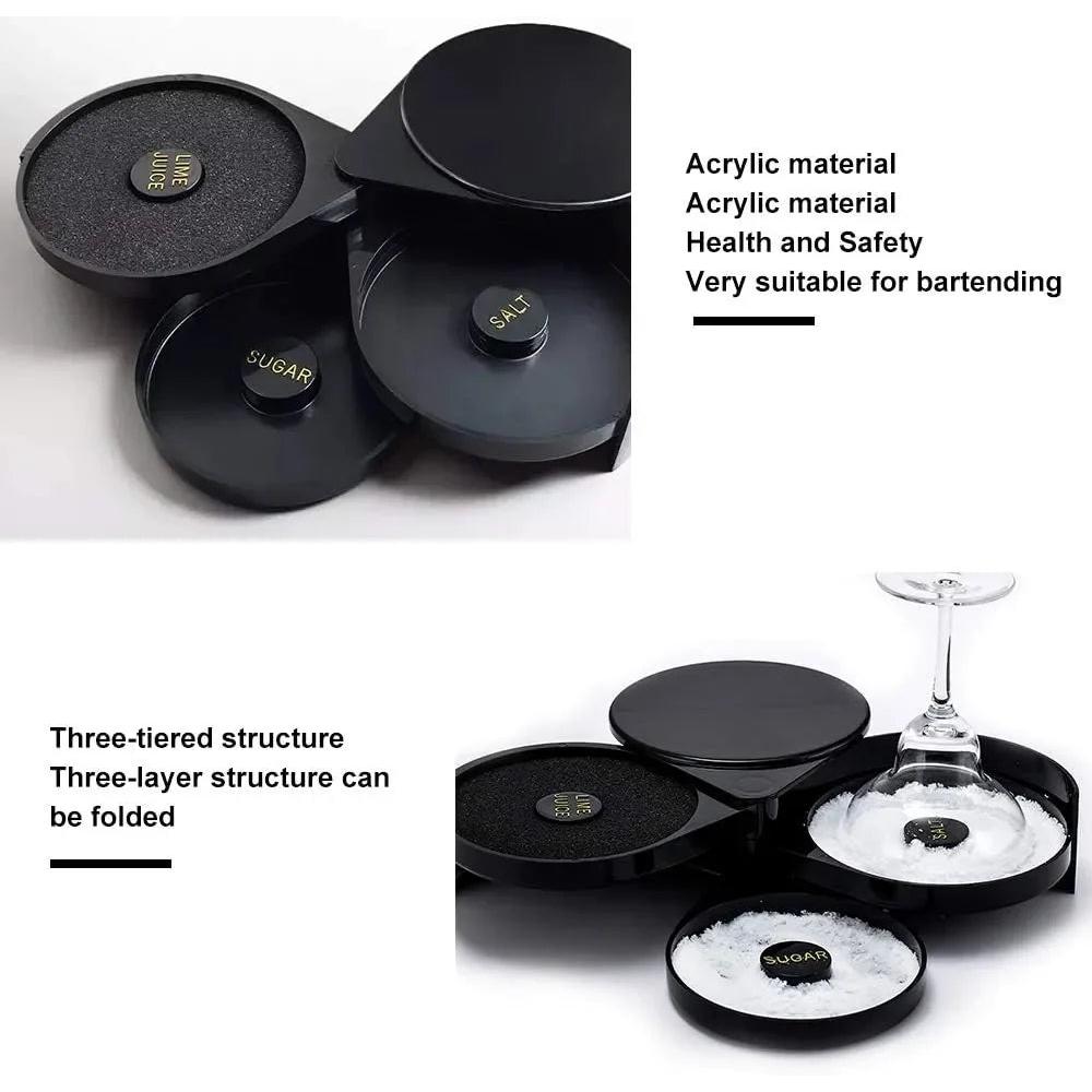 3-Layer Cocktail Rimmer & Seasoning Box, Black ABS by HitMyNeed
