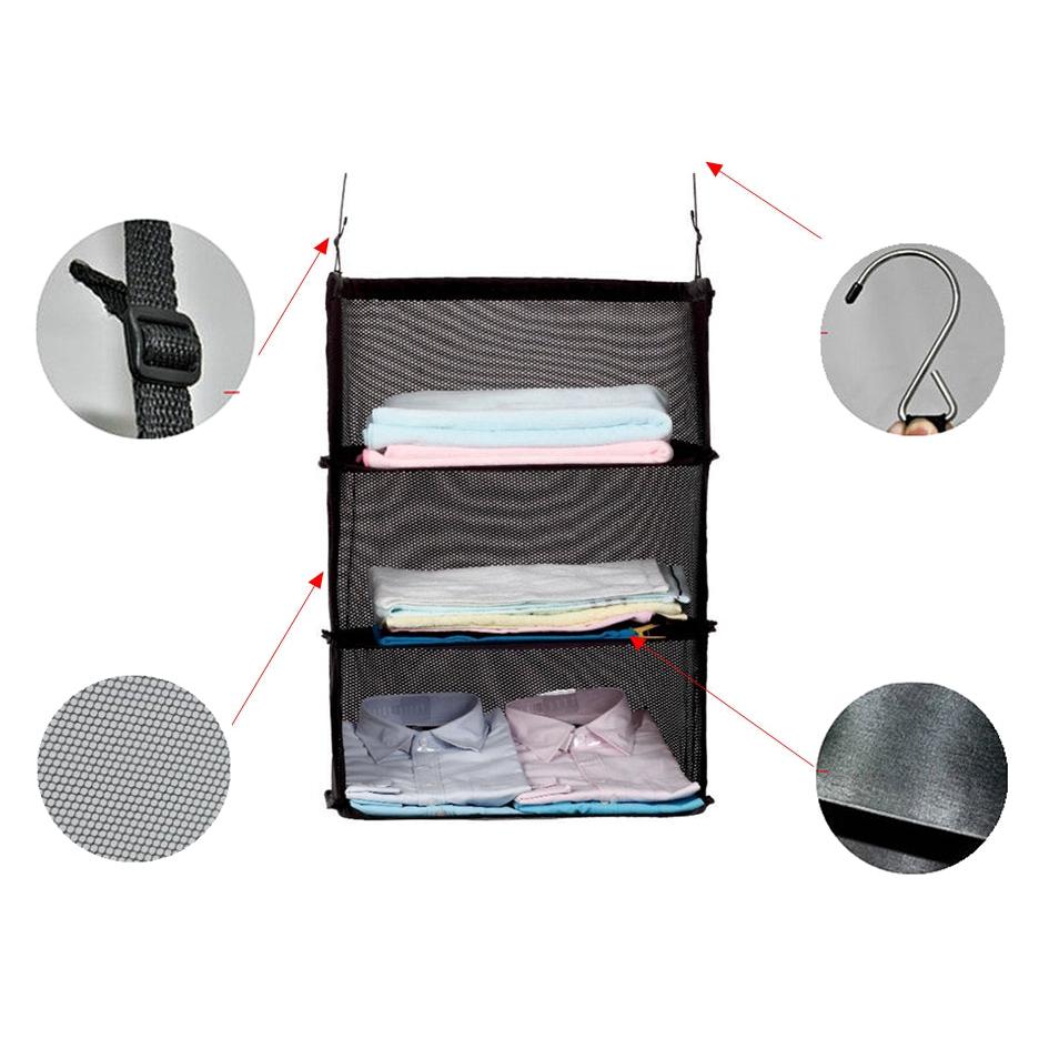 3-Layer Mesh Hanging Closet Organizer with Hooks by HitMyNeed