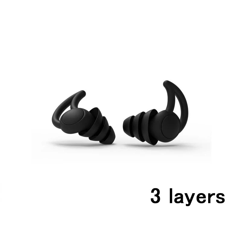 3-Layer Reusable Earplugs for Sleep, Work & Travel 3-layers-black by HitMyNeed