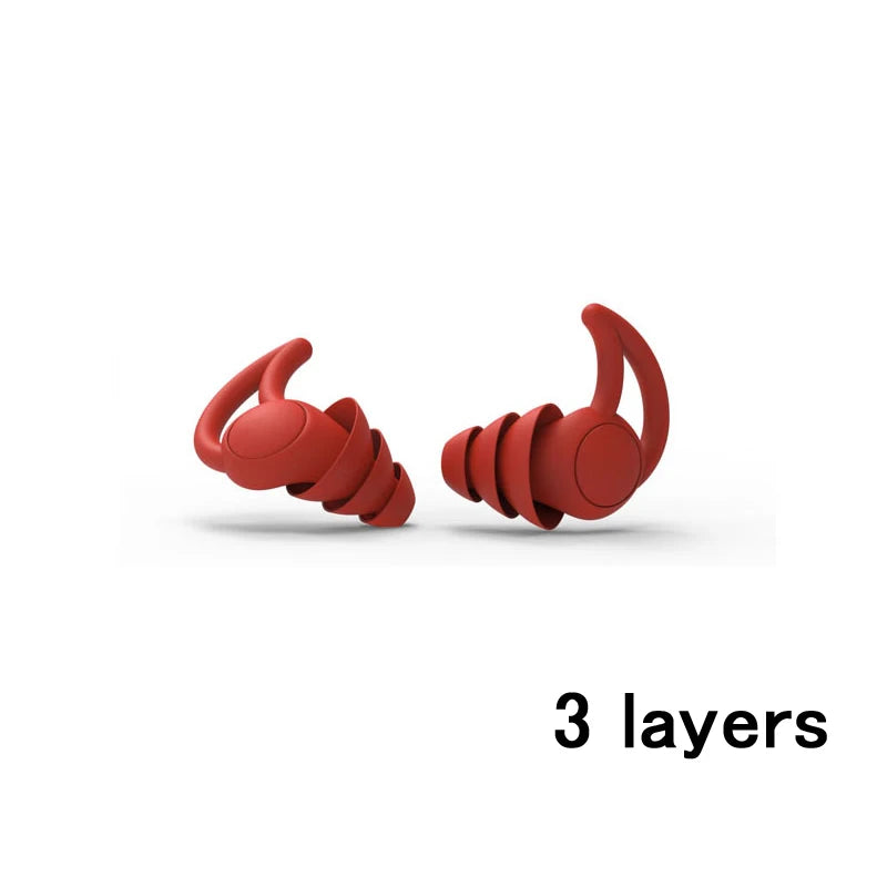 3-Layer Reusable Earplugs for Sleep, Work & Travel 3-layers-red by HitMyNeed