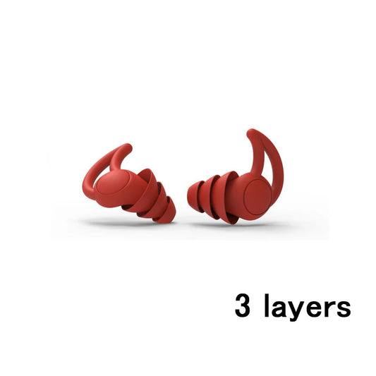 3-Layer Reusable Earplugs for Sleep, Work & Travel 3-layers-red by HitMyNeed