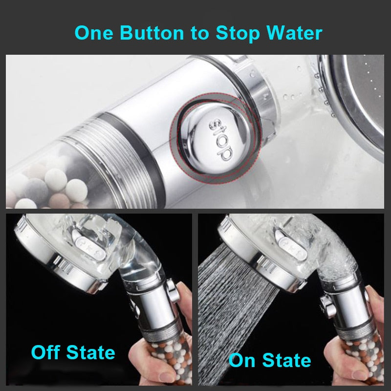 3-Mode Shower Head Filter with Mineral Beads by HitMyNeed