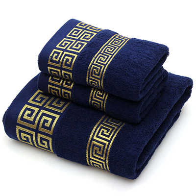 3-Pack Cotton Bath Towel & Face Towel Set blue by HitMyNeed