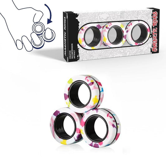 3-Pack Magnetic Fidget Rings for Stress & Focus 3pcs-white-graffiti by HitMyNeed