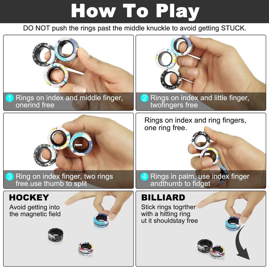 3-Pack Magnetic Fidget Rings for Stress & Focus by HitMyNeed