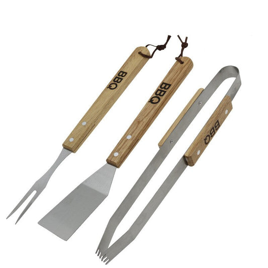 3-Piece Barbecue Grilling Utensils Set with Wood Handles by HitMyNeed