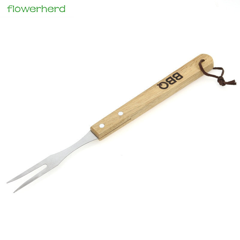 3-Piece Barbecue Grilling Utensils Set with Wood Handles by HitMyNeed