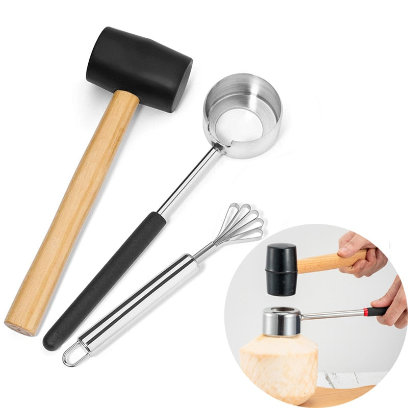 3-Piece Coconut Opening and Scraping Tool Set by HitMyNeed