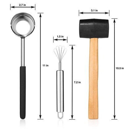3-Piece Coconut Opening and Scraping Tool Set by HitMyNeed