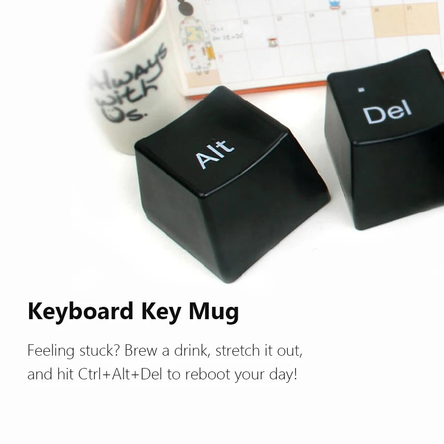 3‑Piece Keyboard Key Mug Set - Black Ctrl Alt Del by HitMyNeed