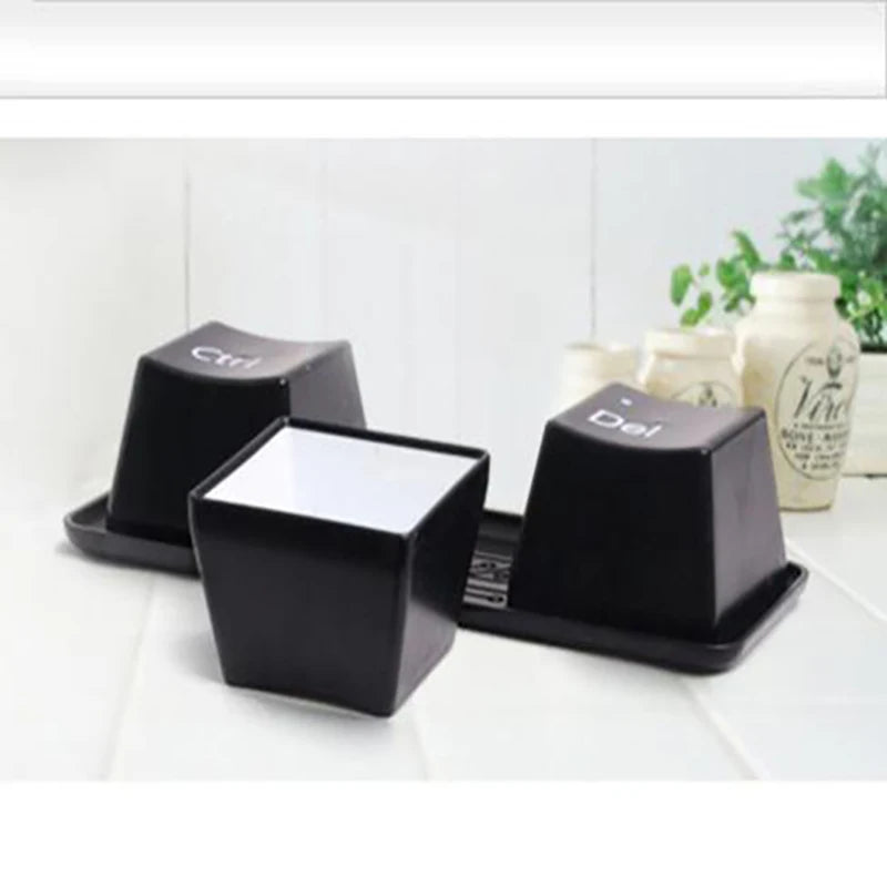 3‑Piece Keyboard Key Mug Set - Black Ctrl Alt Del black by HitMyNeed