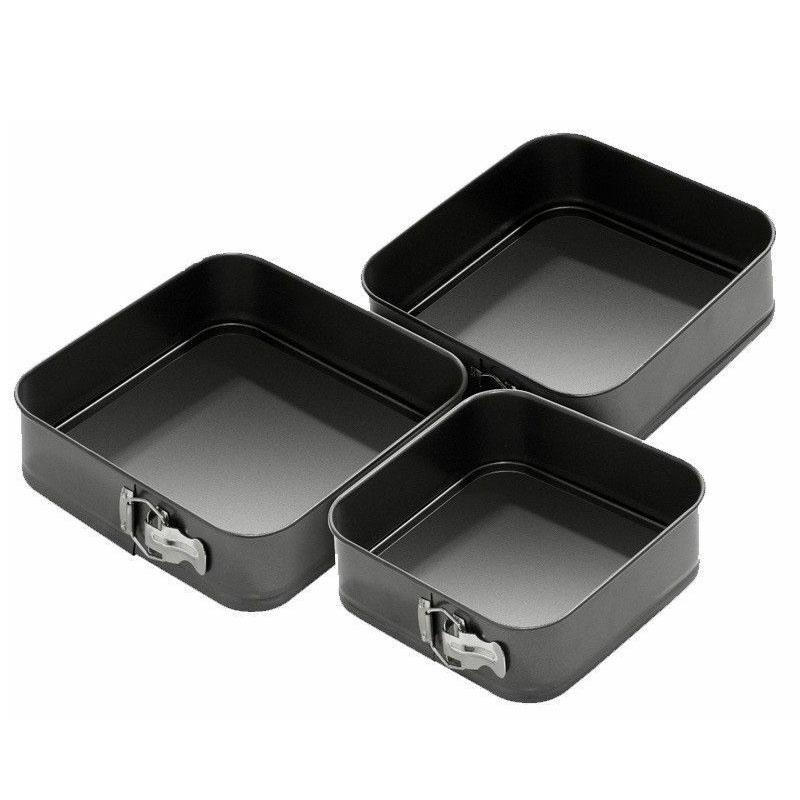 3-Piece Square Cake Tin Set with Removable Base by HitMyNeed