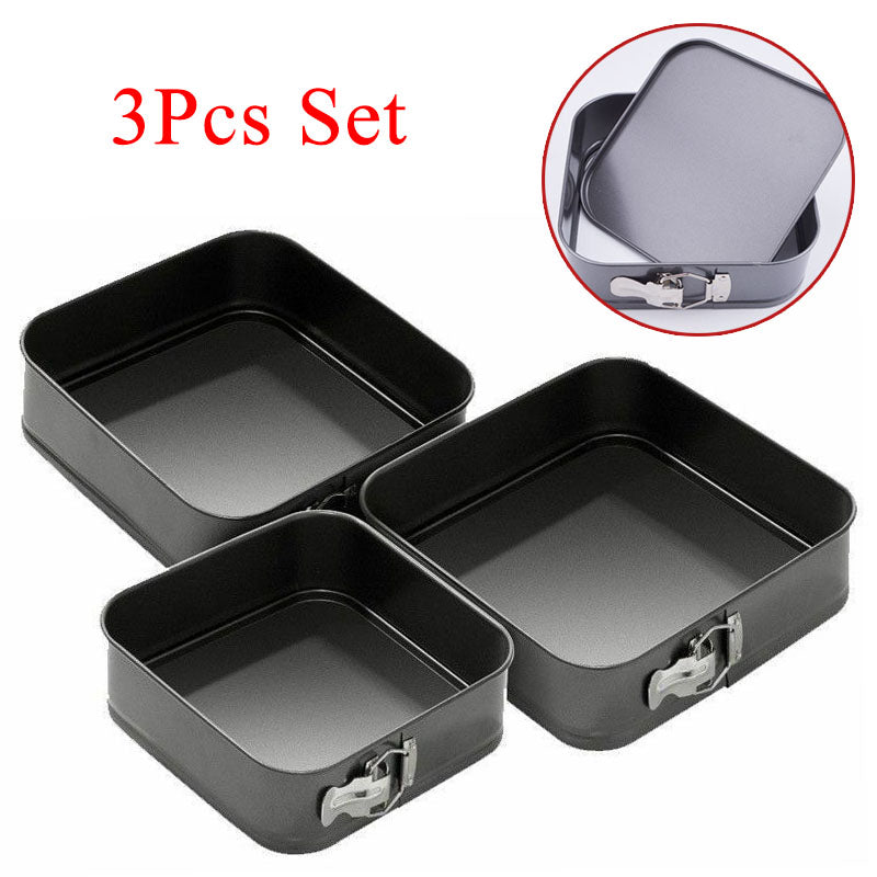 3-Piece Square Cake Tin Set with Removable Base by HitMyNeed
