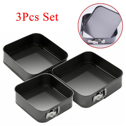 3-Piece Square Cake Tin Set with Removable Base by HitMyNeed