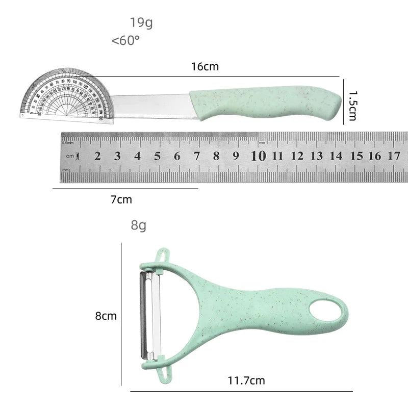 3‑Piece Stainless Steel Knife, Peeler & Board Set by HitMyNeed