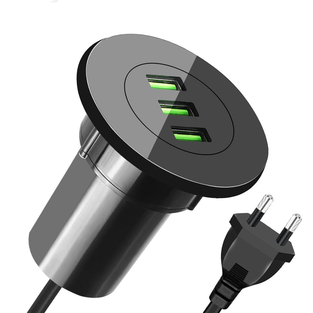 3-Port USB Desktop Charger Hidden in Desk Grommet by HitMyNeed