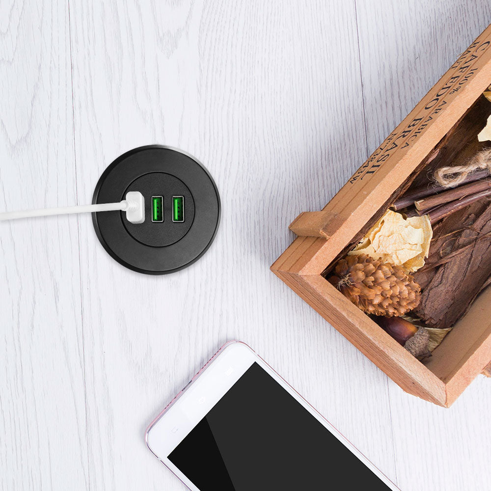 3-Port USB Desktop Charger Hidden in Desk Grommet by HitMyNeed