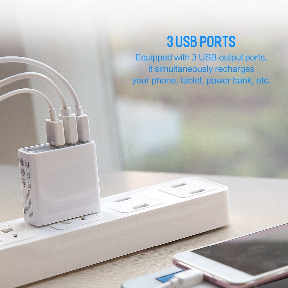 3-Port USB Fast Charger with LED Voltage Display by HitMyNeed