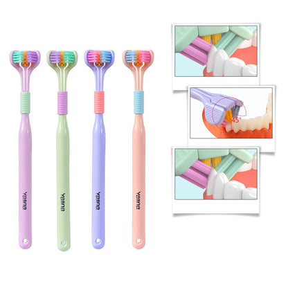 3 Sided Toothbrush for Adults with Tongue Scraper by HitMyNeed