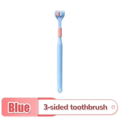 3-Sided Toothbrush with Integrated Tongue Scraper blue by HitMyNeed