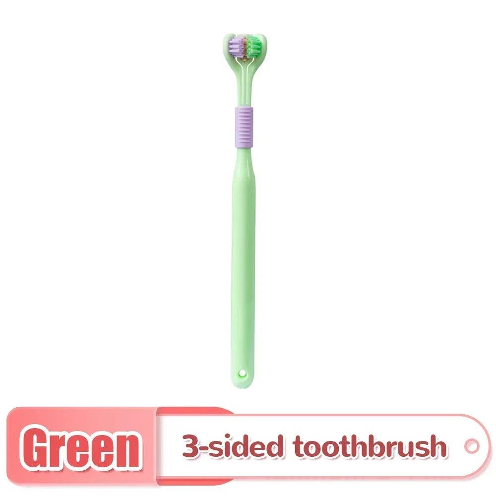 3-Sided Toothbrush with Integrated Tongue Scraper green by HitMyNeed
