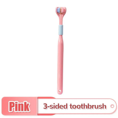 3-Sided Toothbrush with Integrated Tongue Scraper pink by HitMyNeed