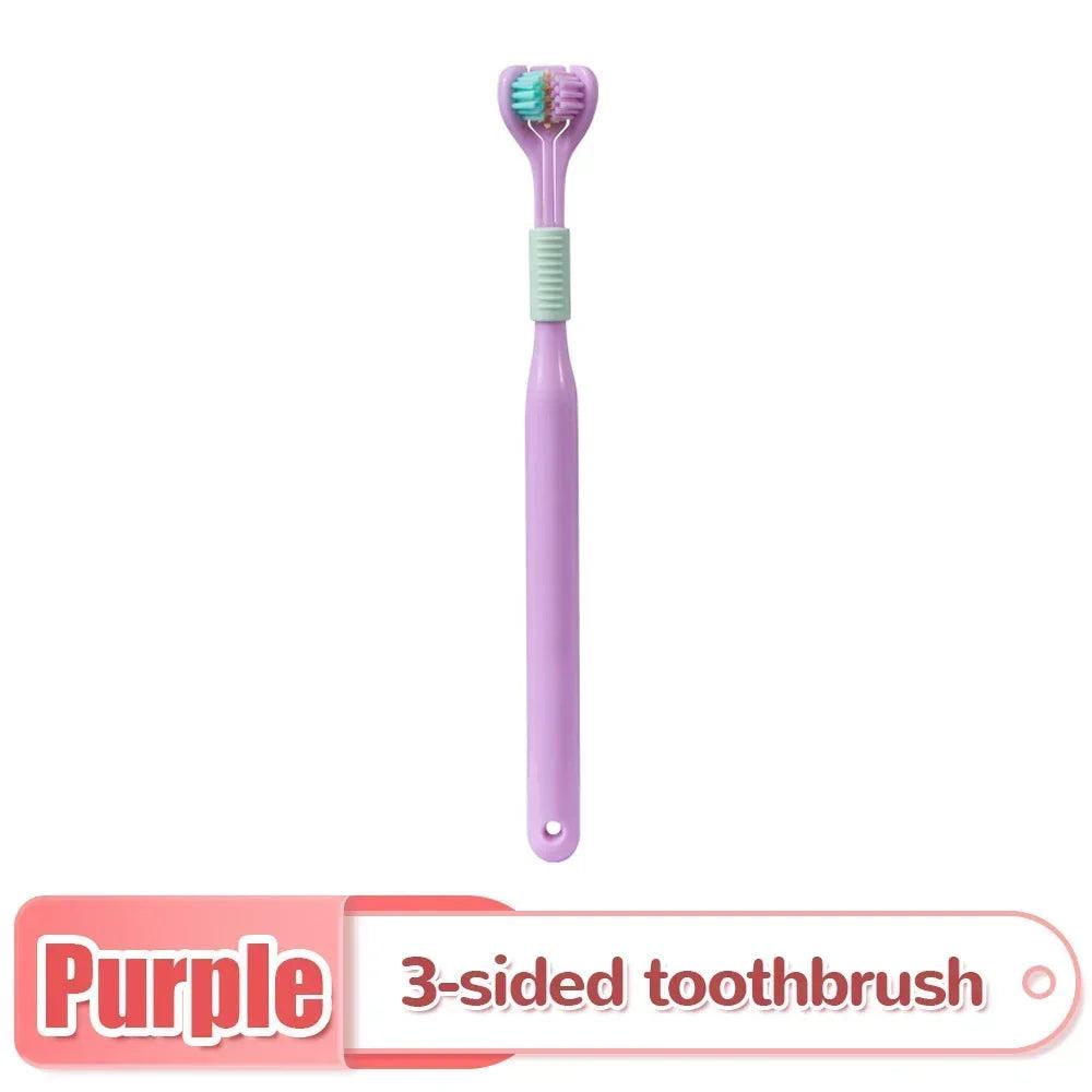 3-Sided Toothbrush with Integrated Tongue Scraper purple by HitMyNeed