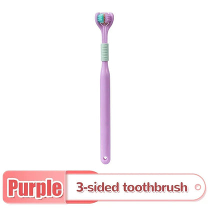 3-Sided Toothbrush with Integrated Tongue Scraper purple by HitMyNeed