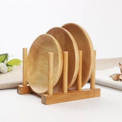 3-Slot Bamboo Wooden Dish Drainer Rack by HitMyNeed
