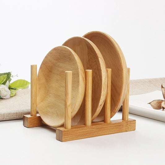 3-Slot Bamboo Wooden Dish Drainer Rack by HitMyNeed