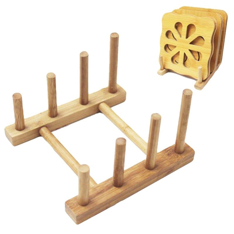 3-Slot Bamboo Wooden Dish Drainer Rack by HitMyNeed