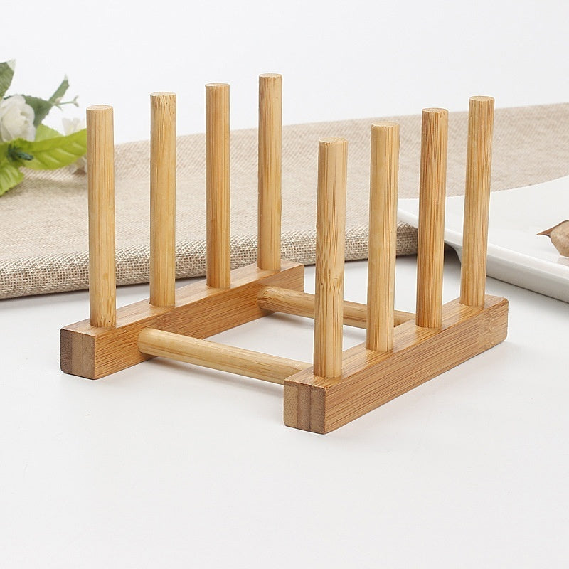 3-Slot Bamboo Wooden Dish Drainer Rack by HitMyNeed
