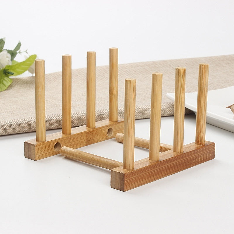 3-Slot Bamboo Wooden Dish Drainer Rack by HitMyNeed