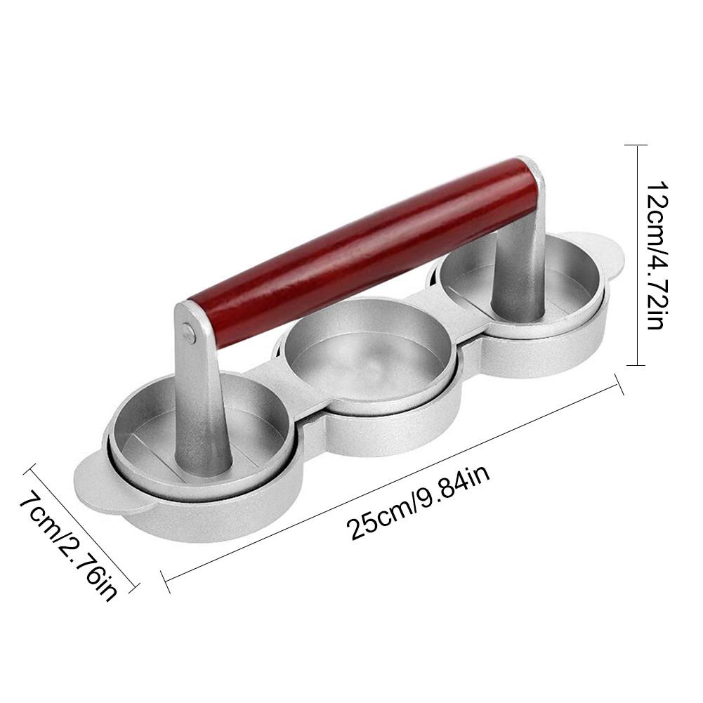 3-Slot Hamburger Patty Press with Wooden Handle by HitMyNeed