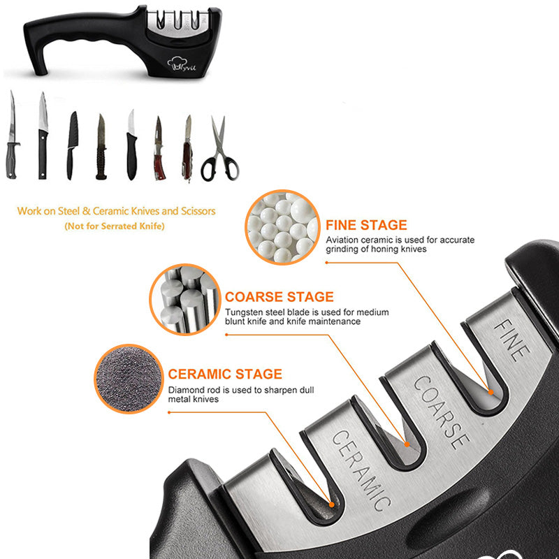 3-Stage Handheld Knife and Scissor Sharpener by HitMyNeed