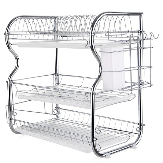 3-Tier Dish Drying Rack with Utensil & Board Holders by HitMyNeed