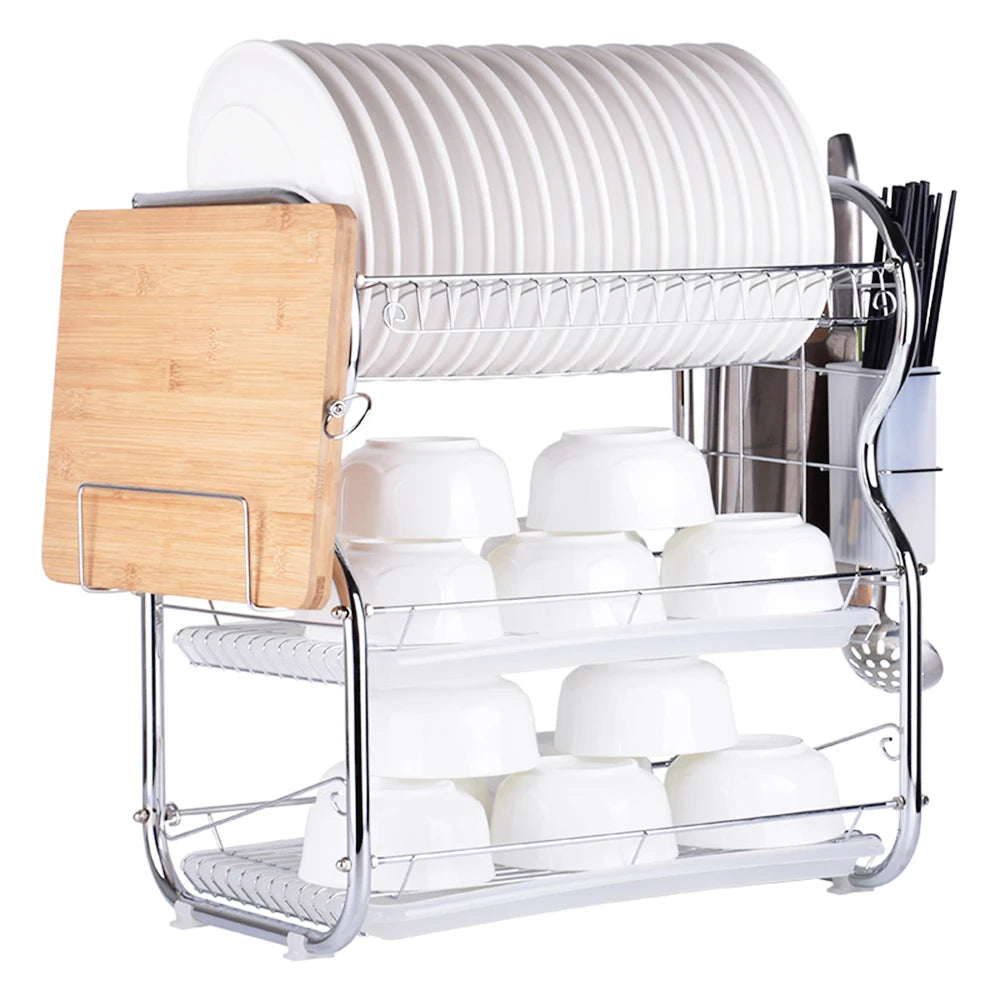 3-Tier Dish Drying Rack with Utensil & Board Holders by HitMyNeed
