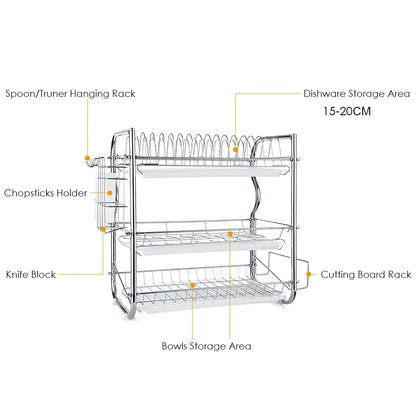 3-Tier Dish Drying Rack with Utensil & Board Holders by HitMyNeed