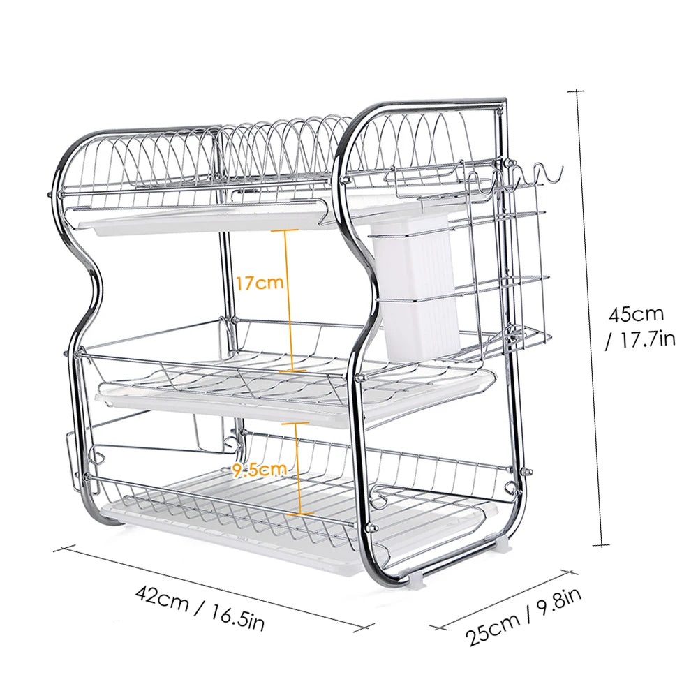 3-Tier Dish Drying Rack with Utensil & Board Holders by HitMyNeed