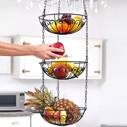 3 Tier Hanging Fruit Basket Rack for Kitchen Storage by HitMyNeed