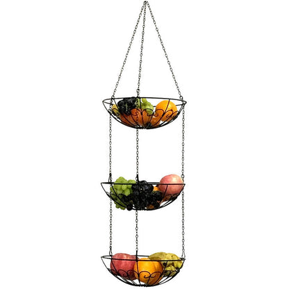 3 Tier Hanging Fruit Basket Rack for Kitchen Storage by HitMyNeed