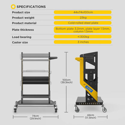 3-Tier Heavy Duty Rolling Tool Cart, 661 lb Capacity by HitMyNeed