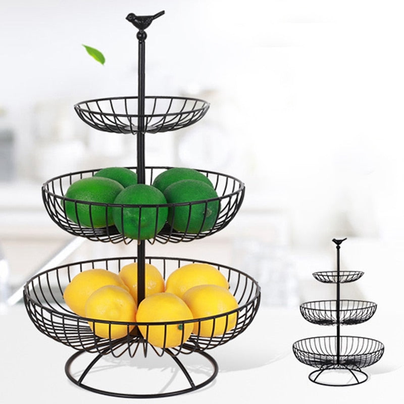 3 Tier Metal Fruit Basket Stand for Kitchen Storage by HitMyNeed