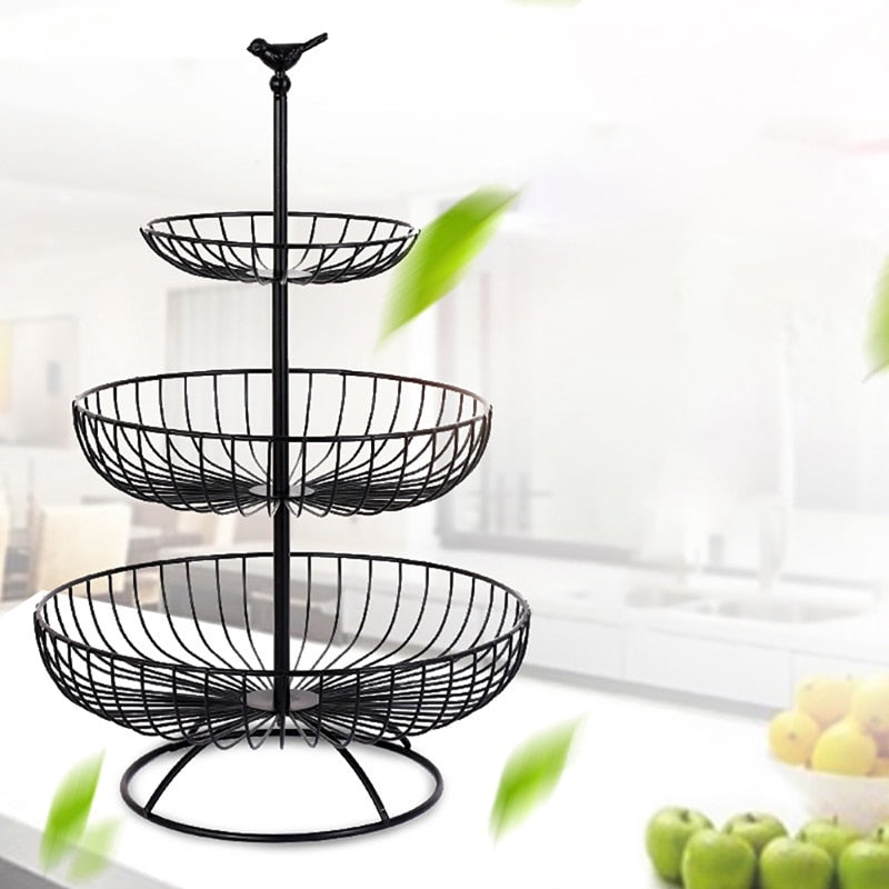 3 Tier Metal Fruit Basket Stand for Kitchen Storage by HitMyNeed