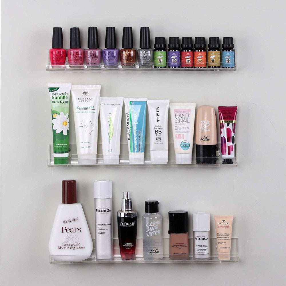 3-Tier Wall-Mount Acrylic Nail Polish Rack Set by HitMyNeed